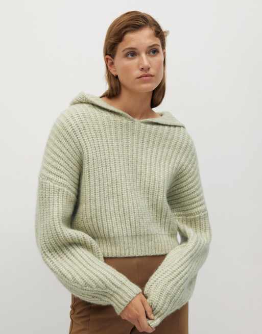 Mango knitted hoodie new arrivals