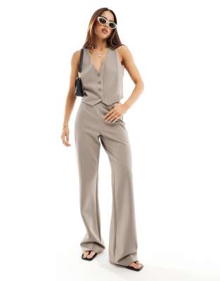 Mango Thin Pinstripe Vest In Light Gray - Part Of A Set