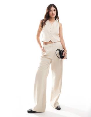 Mango thin pinstripe waistcoat and trousers co ord set in beige  ASOS