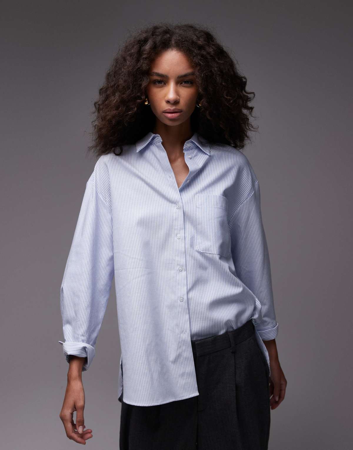 Mango thin stripe shirt in light blue