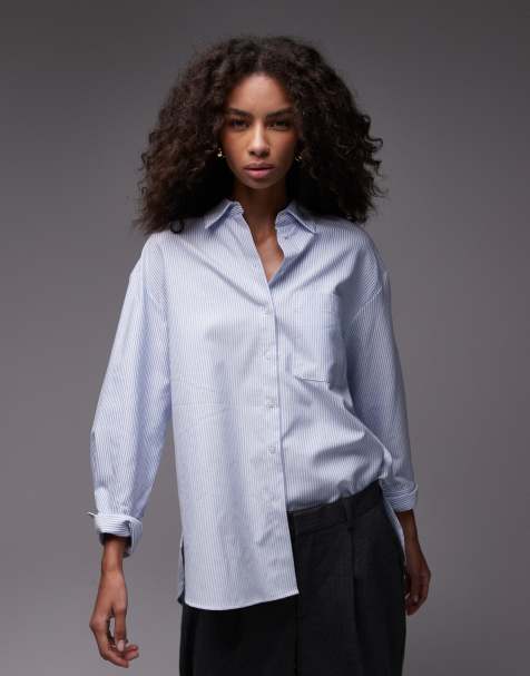 Mango thin striped shirt in light blue - view 1
