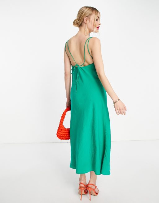 Mango satin tie outlet dress