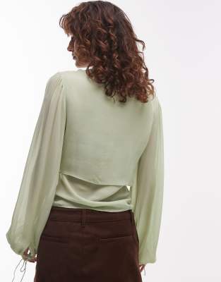 MANGO TIE FRONT CAPE LAYER TOP 