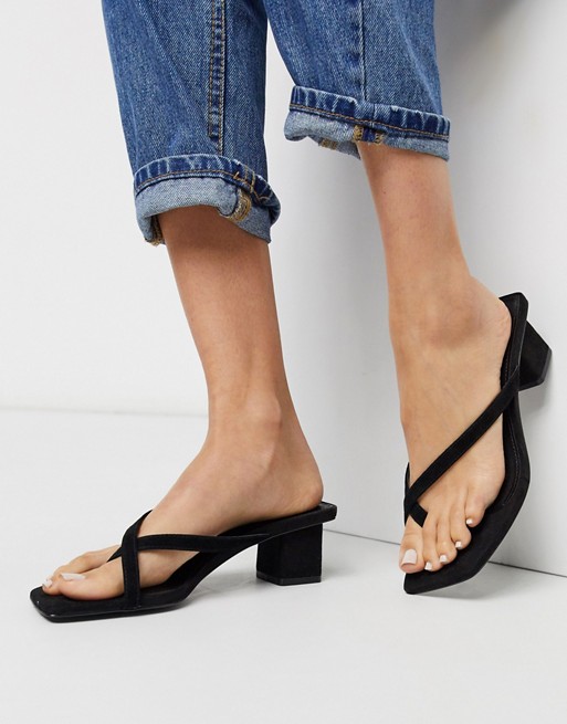 Mango low heeled flip flop sandal in black