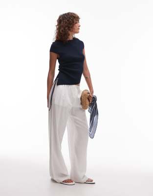 Shop Mango Tie Side Ruched Knitted T-shirt