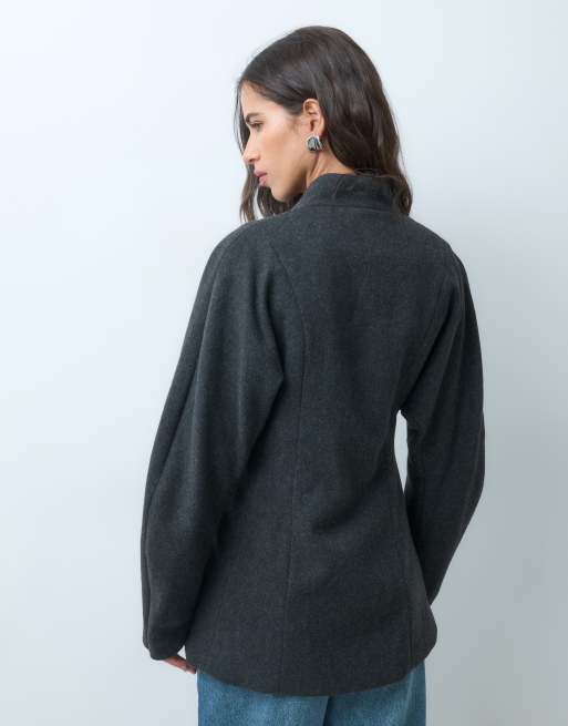 Mango tie side short jacket in charcoal, 5 of 5