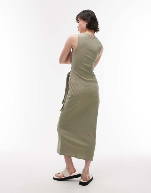 mango sage green dress Mango Maxi Dress Size 6
