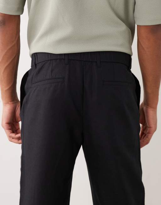 Mango tie waist linen trouser in black, 4 of 5