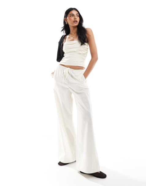 Mango tie waist pants in white - part of a set - view 1