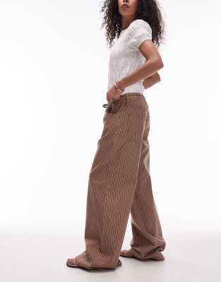 Shop Mango Tie Waist Relaxed Baggy Striped Jeans