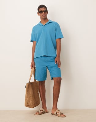 tie waist short in aqua blue - part of a set