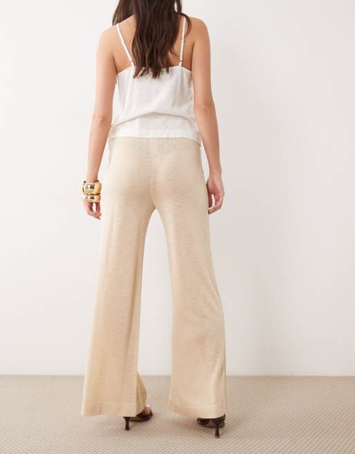 Mango tie waist straight trousers in beige, 5 of 5