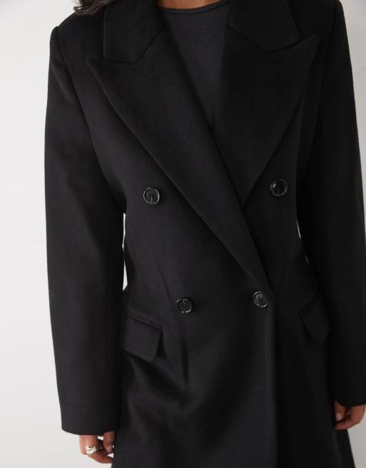 Mango tie waist tailored coat in black, 3 of 4