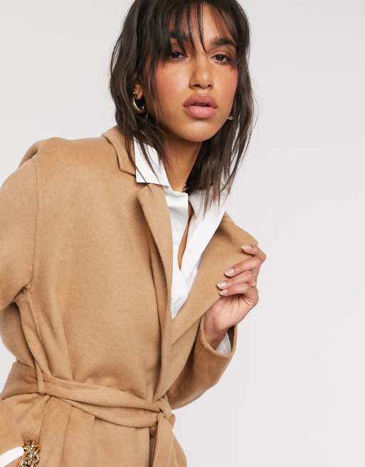 Mango tie waist 2025 coat in camel