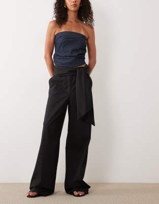 Mango Tie Waist Tailored Pants In Black