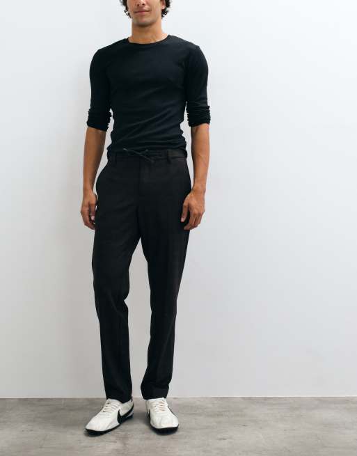 Mango tie waist tailored trouser in brown check, 2 of 5