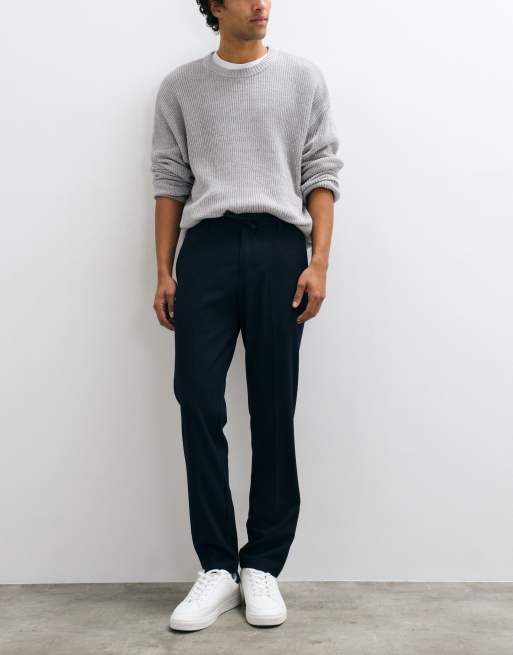 Mango tie waist tailored trouser in navy, 2 of 5