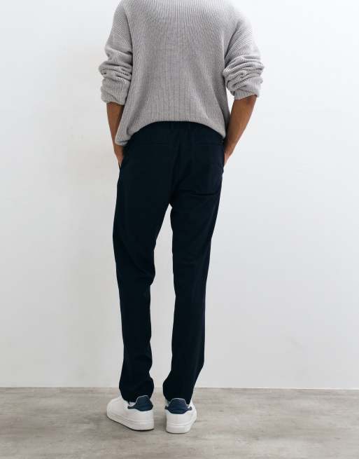 Mango tie waist tailored trouser in navy, 5 of 5