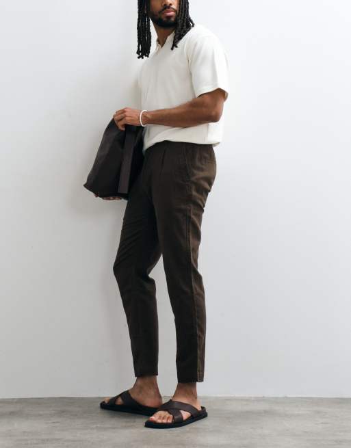 Mango tie waist trouser in chocolate, 5 of 5
