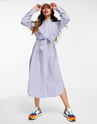 asos blue striped dress