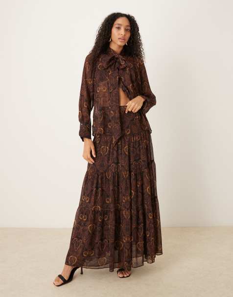 Mango tiered maxi skirt in paisley print - part of a set - view 1