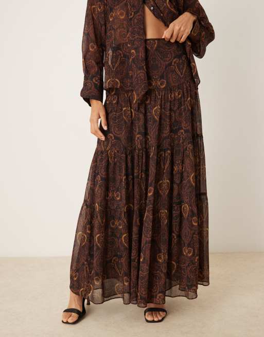 Mango tiered maxi skirt in paisley print - part of a set