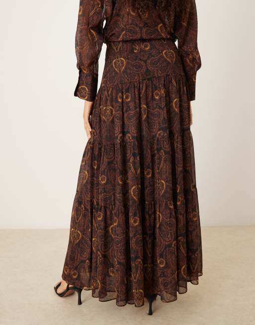 Mango tiered maxi skirt in paisley print - part of a set