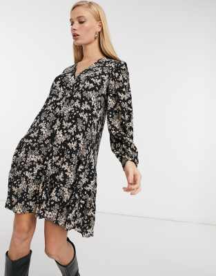 mango black floral dress