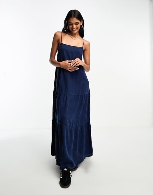 Mango denim cheap maxi dress