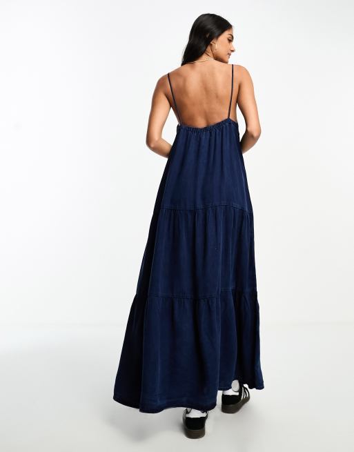 Mango denim maxi dress sale