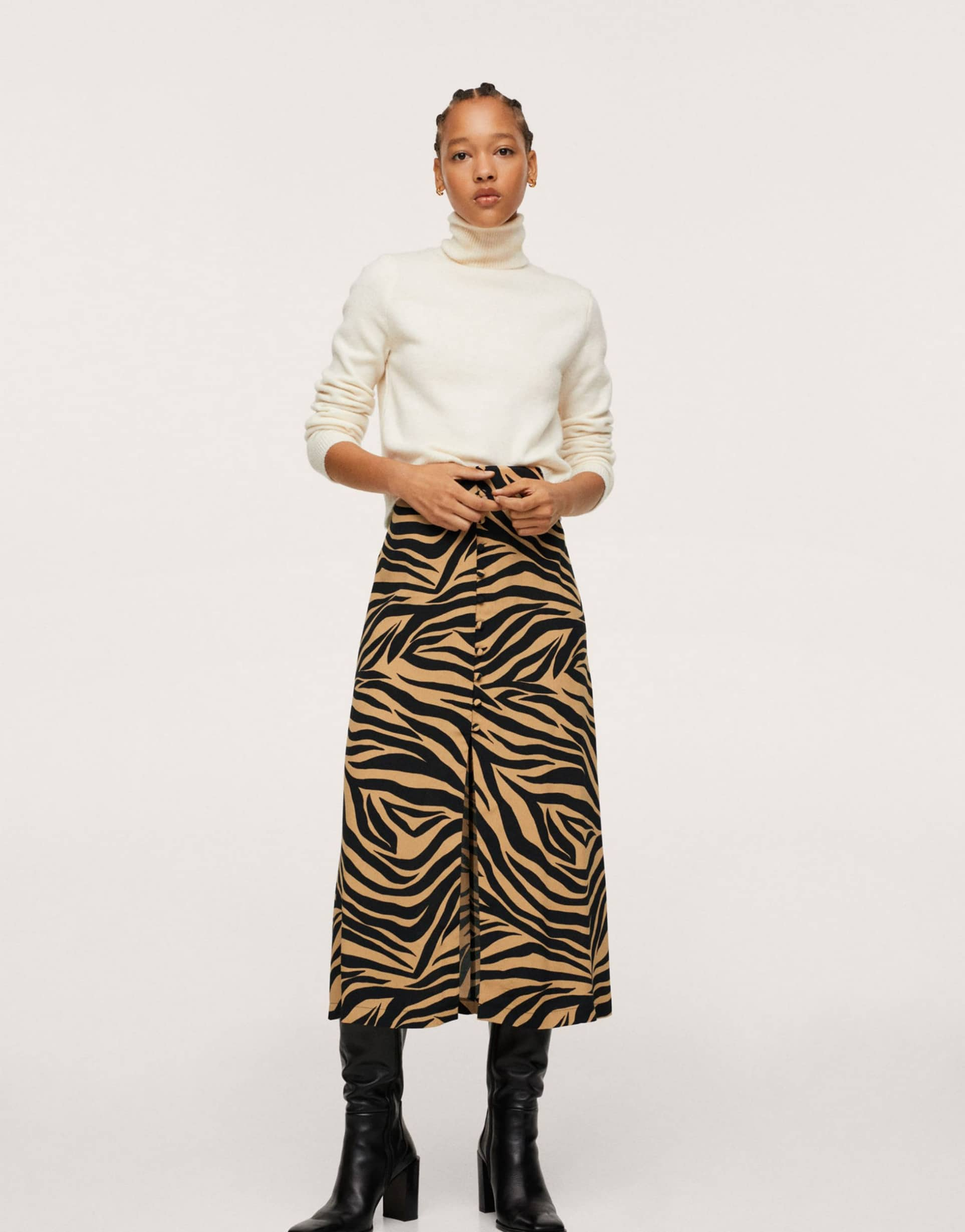 <b>Mango</b> tiger print midi skirt with split, 4 of 4.