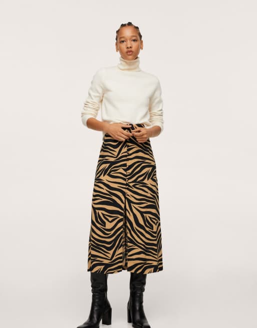 Mango printed hot sale midi skirt