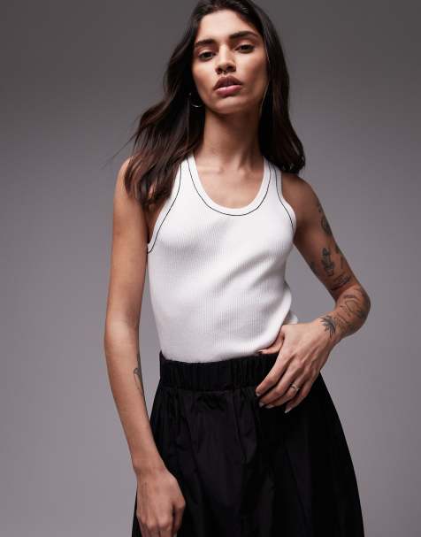 Mango tipped racer tank top in white - view 1