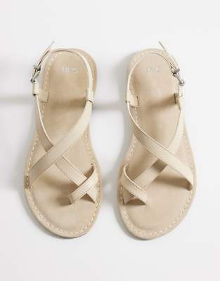 Mango Toe Detailing Flat Sandals In Multi