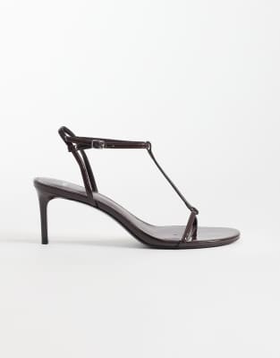  toe post heeled sandal in dark brown