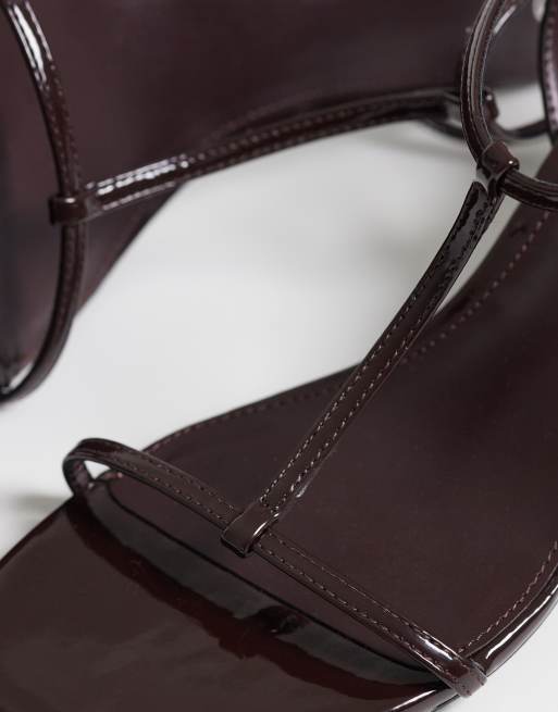 Mango toe post heeled sandal in dark brown, 2 of 4