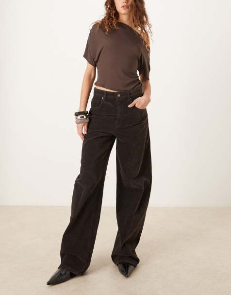 Mango Tokio cotton mix barrel jeans in chocolate - view 1