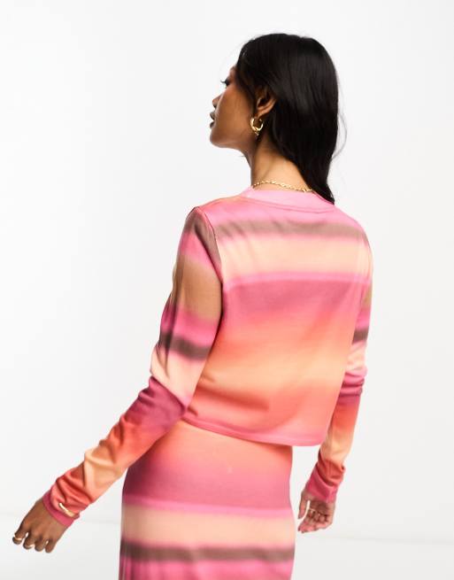 Mango tonal long sleeve top co-ord in pink | ASOS