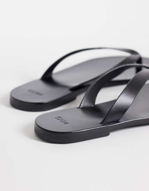 Mango - Tongs en pur cuir - Noir, 3 de 4