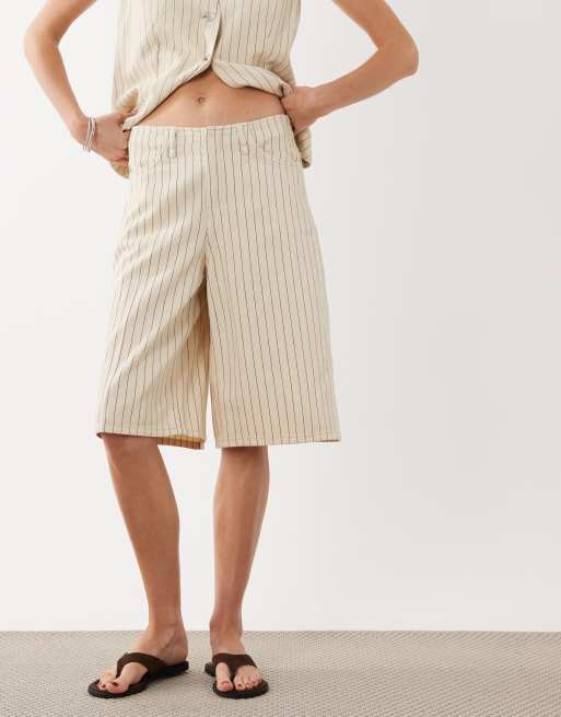Mango - Tony - Bermuda d'ensemble en jean à rayures - Beige, 2 de 5