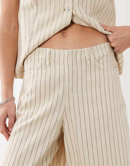 Mango Tony denim bermuda shorts in beige stripe - part of a set, 3 of 5