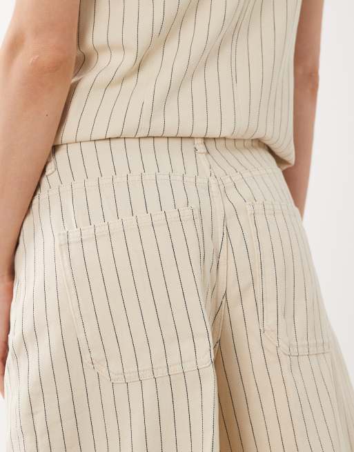 Mango Tony denim bermuda shorts in beige stripe - part of a set, 4 of 5