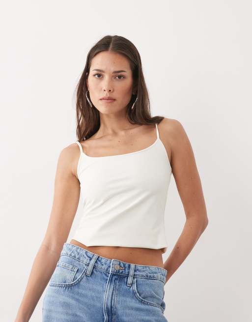 Mango - Top a canottiera bianco con spalline sottili, 3 di 4