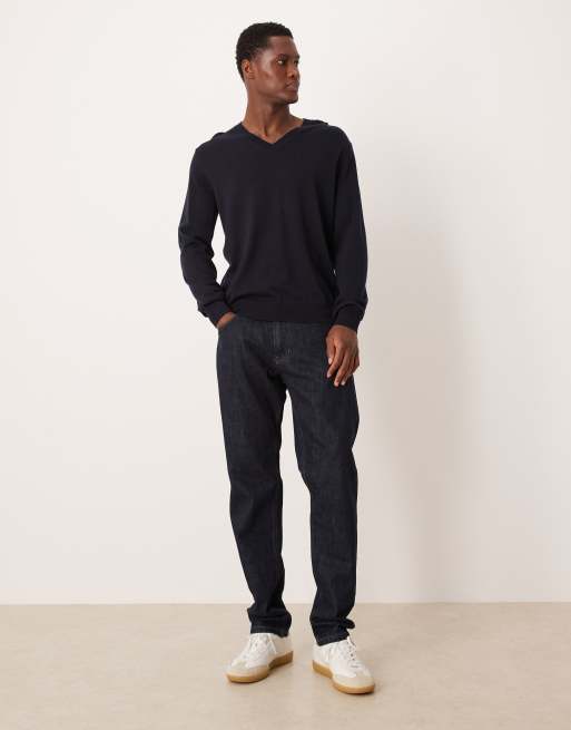 Mango - Top à col V en maille de laine légère - Bleu marine, 2 de 5