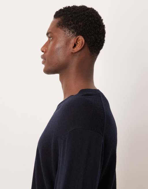 Mango - Top à col V en maille de laine légère - Bleu marine, 4 de 5