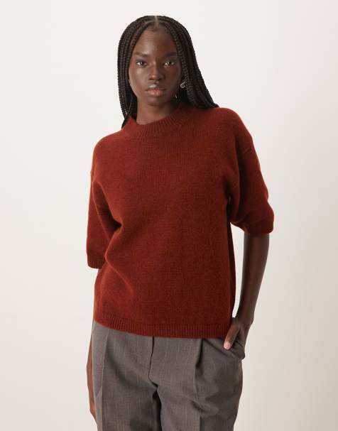 Mango - Top a maniche corte in maglia bordeaux - view 1