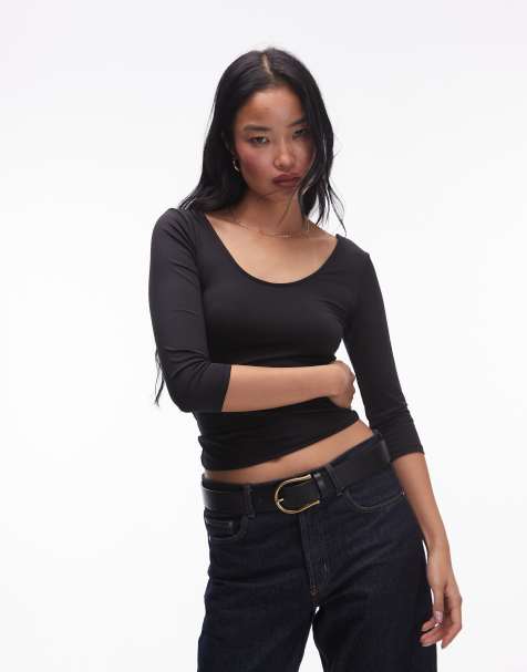 Mango - Top a maniche corte nero con spalle scese - view 1