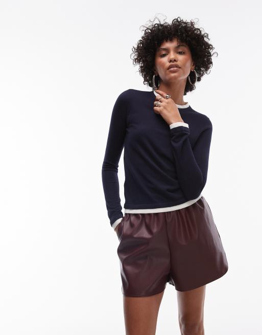 Mango - Top a maniche lunghe a doppio strato blu navy