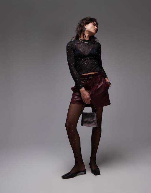 Mango Top a maniche lunghe nero in tessuto a rete con