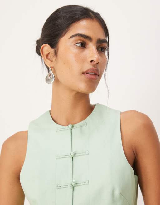 Porter Gilet Vert Menthe Mango Top Ajusté Boutonné Vert Menthe ASOS